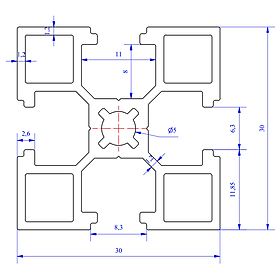 Mua Nhôm định hình 30x30 (LWA-330461546-1) - Miễn phí cắt theo kích thước yêu cầu (Giá đã bao gồm VAT)