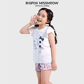 Bộ Bé Gái Miss Meow Bộ Cộc Tay Cho Bé Mùa Hè Chất Cotton In Hình Thỏ Pretty, Size 3,4,5,6,7,8,9,10,11 Tuổi - BỘ TRẮNG IN THỎ - 142cm, 38- 40kg (11)