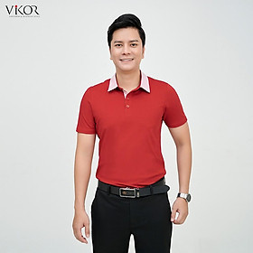 Áo thun POLO nam cổ sơ mi VIKOR SMM04 đỏ đô vải sợi cafe cao cấp, mềm mại, siêu mát hàng chính hãng