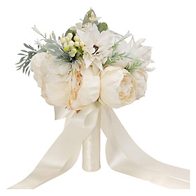 White Silk Peony Cascading Bouquets Party Church Decor Bride Bridal Holding