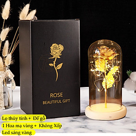 Hộp Quà Lọ Thủy Tinh Kèm Hoa Hồng 3D Sáng Đèn Led - Quà Tặng Bạn Gái, Sinh Nhật, Valentine 14/2 - Quốc Tế Phụ Nữ 8/3