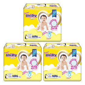 Combo 3 Tã Dán Cho Bé UniDry (G6+) size M76 (76 Miếng)