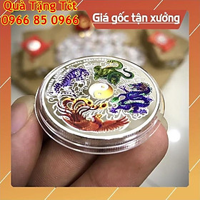 Mua Đồng Xu Tứ Linh Long Lân Quy Phụng Phong Thủy May Mắn