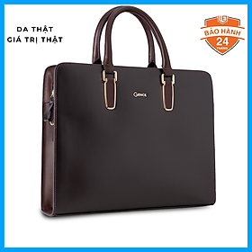 Cặp Da Nam Công Sở Túi Xách GENCE CTS08 Da Bò Cao Cấp Màu Nâu Có Dây Đeo Vai