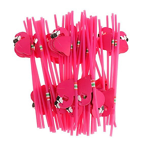 25pcs Bendable Plastic Pink Flamingo Drinking Straws Birthday Wedding Party
