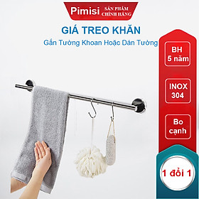 Giá treo khăn tắm dán tường Pimisi inox 304 dùng để treo quần áo - vắt khăn trong nhà vệ sinh - phụ kiện - đồ dùng gia đình dán bằng keo không khoan | hàng chính hãng