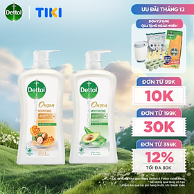 Combo 2 Chai Sữa Tắm Dettol Onzen Mật Ong Kháng Khuẩn Dưỡng Thể (950g) và Dưỡng Ẩm Lô Hội & Bơ (900g)
