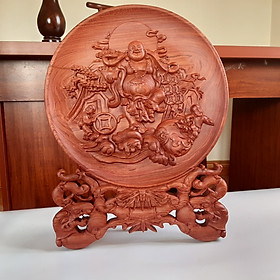 Mua Tranh đĩa Phật Di Lặc bằng gỗ hương đá cao cấp ĐI01