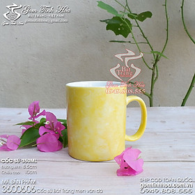 Mua Ly cốc sứ có nắp men vân đá dung tích 350ml kèm đĩa sứ 15cm gốm sứ Bát Tràng cao cấp