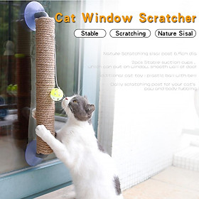 Đồ chơi trụ cào dán tường cho mèo bằng Sợi sisal kèm một quả bóng nhựa có chuông giúp tăng tương tác cho mèo