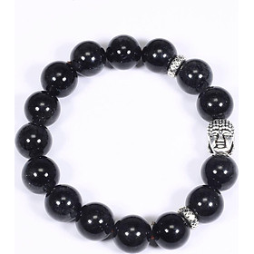 Vòng tay đá thạch anh tóc đen mix charm phật bạc 925 hạt đá 10mm mệnh thủy, mộc - Ngọc Quý Gemstones