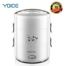 Mua Hộp cơm văn phòng giữ nhiệt cắm điện Yoice tròn trắng 3 tầng khay inox dung tích 2l hâm nóng cực nhanh - HÀNG CHÍNH HÃNG
