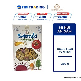 Mì nui rau củ cho bé hình động vật Bartolini 250g