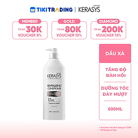 Dầu xả cao cấp Hàn Quốc Kerasys Revitalizing - Trắng ghi (Tăng cường độ đàn hồi cho sợi tóc mảnh, yếu, khó tạo kiểu) 600ml