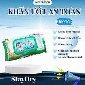 Khăn Giấy Ướt Cao Cấp Không Hương Staydry KU-STCC-KH100 (100 Tờ)