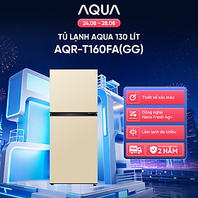 [SẢN PHẨM MỚI 2025I] Tủ lạnh AQUA 130 lít ngăn đá trên AQR-T160FA(GG) - Màu Be - Freeship toàn quốc - Bảo hành 2 năm - Hàng chính hãng
