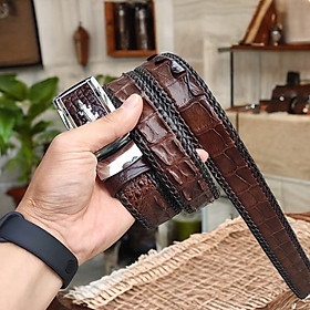 Thắt Lưng Cá Sấu Đan Viền Thủ Công Đẹp Bền Bỉ - TS131B (Mặt trắng)