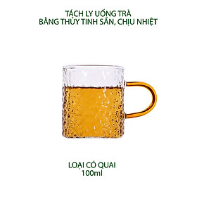 Mua Tách ly uống trà cà phê 100ml bằng thủy tinh sần chịu nhiệt  loại có quai hoặc không tùy chọn