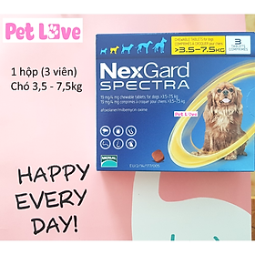 1 hộp 3 viên NexGard Spectra trị giun, ghẻ, ve rận, viêm da chó 3,5 - 7,5kg