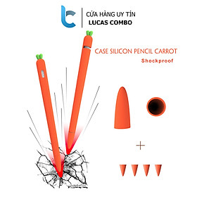 Mua Ốp Silicon kiểu củ cà rốt dành cho Apple Pencil 1  2 tặng kèm nắp bút và 4 chiếc bọc ngòi