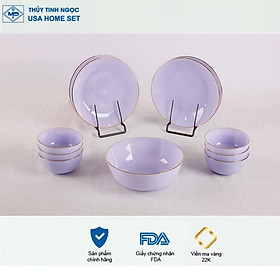 Mua Bộ bát đĩa 11 sản phẩm thủy tinh ngọc Luxury màu tím thạch anh USA Homeset