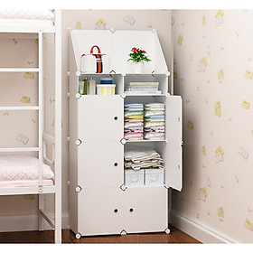 Tủ đụng đò lắp ghép (6 ô lớn, 2 ô nhỏ, 1 ô xéo lớn) màu trắng