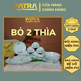 Mua Bộ bát đĩa sứ Bát Tràng  bộ chén dĩa men kem họa tiết sen xanh cao cấp 13 chi tiết  có bán các món lẻ