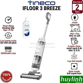 Mua Máy hút bụi lau sàn khô và ướt Tineco IFloor 3 Breeze - Bản quốc tế - dùng pin sạc 3000mah - 2 trong 1 - Hàng chính hãng