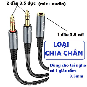 Cáp gộp 2 chân tai nghe chia chân tai nghe 3.5mm Mic + audio hoco UPA21 2in1 (25cm) _  Hàng chính hãng