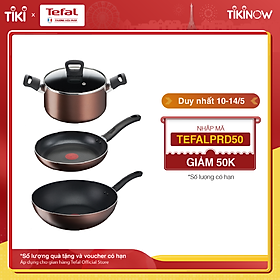 Combo 3 Day By Day chống dính đáy từ Tefal - Chảo chiên 24cm G1430405 & Chảo xào 26cm G1437705 & Nồi 20cm G1434406 - Hàng chính hãng