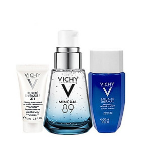 Bộ Tinh Chất Căng Mịn Da Vichy 89 30ml Và Toner Thải Độc Da 30ml + Sửa Rửa Mặt 3 Tác Dụng 15ml