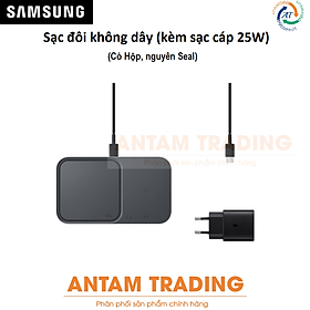 Đế sạc đôi không dây Samsung 15W (kèm củ 25W và cáp USB-C) EP-P5400 - Hàng Chính Hãng