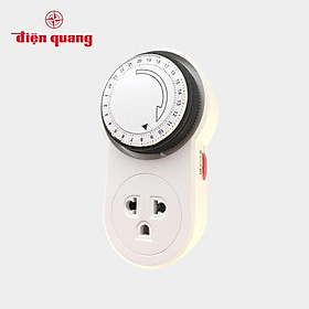 Ổ cắm hẹn giờ Điện Quang ĐQ ESK MT06 WBL 13 (Điều chỉnh cơ, 1 lỗ - 3 chấu, trắng – đen)