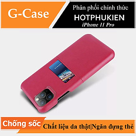 Ốp lưng da chống sốc cho iPhone 11 Pro hiệu G-Case trang bị ngăn đựng thẻ ATM, NameCard mặt siêu mềm mịn, chống sốc tốt, bảo vệ tuyệt đối - hàng nhập khẩu - Đỏ