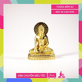 Mua Tượng phật Bổn Sư đồng mạ vàng hào quang đặt xe ô tô - Cao 9cm