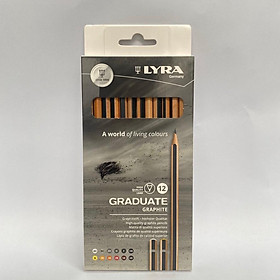 Bút chì cao cấp nhập khẩu Đức LYRA Graduate Graphite (Hộp 12 bút 4H, 3H, 2H, H, F, HB, B, 2B, 3B, 4B, 5B, 6B) 1171120