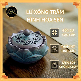 Lư xông trầm bằng gốm dùng để đốt trầm hương, nụ trầm hương, bột trầm hương, nhang vòng trầm lư gốm sen