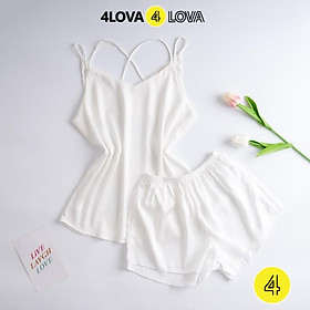 Đồ ngủ lụa 2 dây nữ 4LOVA vải satin mềm mại quyến rũ