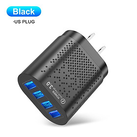 Quick Charge QC 3.0 4 USB Port Hub Wall Charger Power Adapter US Plug Cube Black
