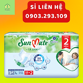 Tã/bỉm DÁN người lớn Sunmate gói tiết kiệm size M18+2/L16+2/XL18+2