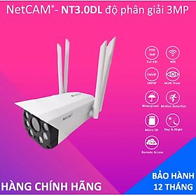 Camera IP wifi giám sát ngoài trời NetCAM NT3.0DL, Độ phân giải 3.0MP, Hỗ trợ đèn LED ghi hình ban đêm có màu - Hàng Chính Hãng