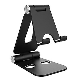 Đen - Giá đỡ Aluminum đa năng cho máy tính bảng điện thoại hiệu HOTCASE Dual Foldable Stand Holder hợp kim nhôm (thiết kế gọn nhẹ, tính di động cao, phù hợp nhiều dòng máy từ 3.5 inch trở lên) - Hàng nhập khẩu