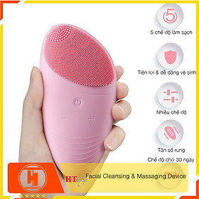 Máy rửa mặt mini massage tích hợp sóng âm TVS55 - Công Nghệ Mới Làm Sạch Da - Dễ sử dụng và làm sạch - HT SYS Facial Cleansing & Massaging Device