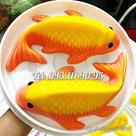 Khuôn làm bánh, rau câu, khuôn ép xôi, giò chả, bánh tổ hình 2 con cá chép Koi Nhật Bản - Loại 29 cm - Mã số Q 1734