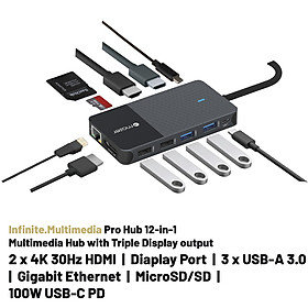 Cổng Chuyển Đổi Mazer USB-C Multimedia Pro Hub 12-in-1 - Hàng chính hãng