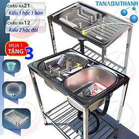 Mua Bộ Chậu rửa bát Inox TÂN Á ĐẠI THÀNH Có Chân - Gồm 2 mẫu 1 hộc có bàn hoặc 2 hộc  Tặng rổ rút  dây cấp inox  đầu nối ống xả chống hôi
