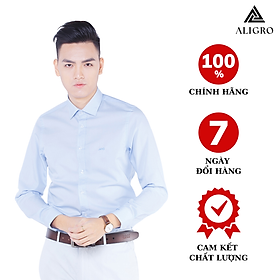 Áo sơ mi nam dài tay ALIGRO cổ bẻ dáng ôm body, 100% chất cotton xanh da trời  ALGS143