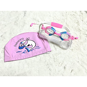 Combo 1 Nón Bơi Vải chống nước + Kính Bơi CS BL15 cho bé + Kèm nhét tai bơi