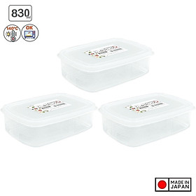 Bộ 3 hộp đựng thực phẩm nhựa PP cao cấp không chứa các hoạt chất gây hại 830mL - Hàng Nhật nội đia