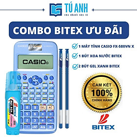 [ Combo Bitex Ưu Đãi ] - Máy Tính Khoa Học Casio FX-580VNX [1] + Bút Gel Xanh [2] + Bút Xóa Nước [1]